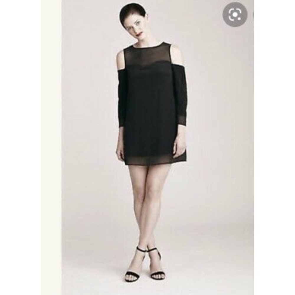 Marie Oliver Womens Anna Shift Dress Black Illusion Neck Cut Out Shoulder XS New